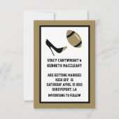 Tan Football Wedding speichern Datum Ankündigung (Vorderseite)