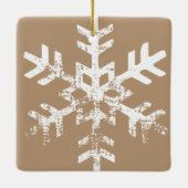 Tan Foto von Border White Snowflakes Holiday Keramikornament (Rückseite)