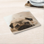 TAN-Frau-Mops Rechteckiger Pappuntersetzer (angewinkelt)