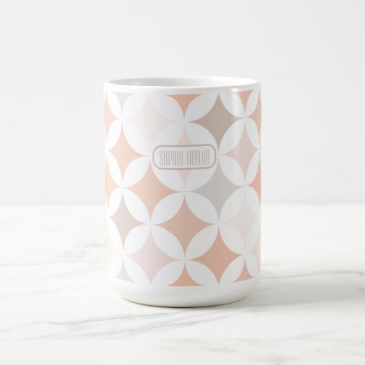 Tan Geometric Diamond Circles Kaffeetasse (Mittel)