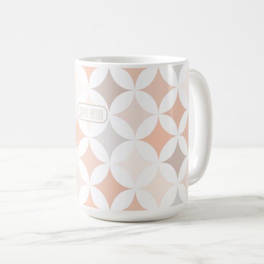 Tan Geometric Diamond Circles Kaffeetasse (VorderseiteRechts)