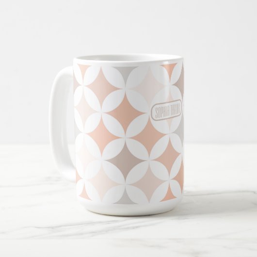 Tan Geometric Diamond Circles Kaffeetasse (Vorderseite Links)