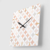 Tan Geometric Diamond Circles Quadratische Wanduhr (Winkel)
