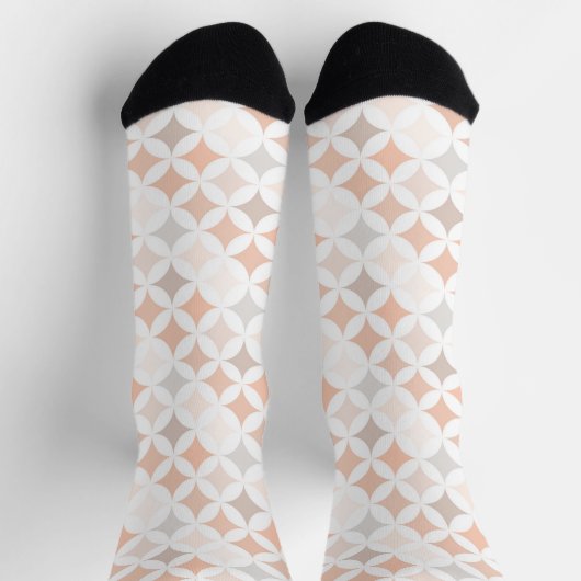 Tan Geometric Diamond Circles Socken (Oben)