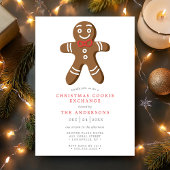 Tan Gingerbread Man Cookie Exchange Weihnachten Einladung