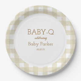 Tan Gingham Baby-Q Circular Plate 2 Pappteller