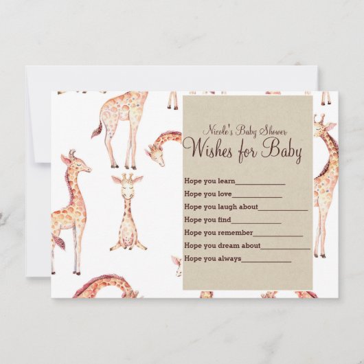 Tan Giraffen & Kraft will Baby Shower Game Einladung (Vorderseite)