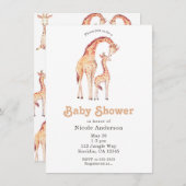 Tan Giraffes Whimsical Baby Shower Einladung (Vorne/Hinten)
