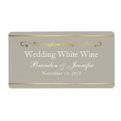Tan & Gold Custom Wedding Mini Wine Labels (Vorne)