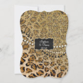 Tan Gold Leopard Animal Print Glitzer Hochzeit Einladung (Vorderseite)