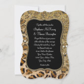 Tan Gold Leopard Animal Print Glitzer Hochzeit Einladung (Rückseite)