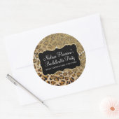 Tan Gold Leopard Animal Print Glitzern Look Runder Aufkleber (Umschlag)
