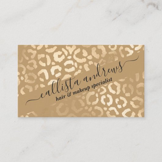 Tan Gold Leopard Cheetah Animal Print Visitenkarte (Vorderseite)