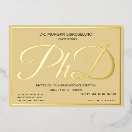 Tan Gold PhD-Abschluss Folieneinladung
