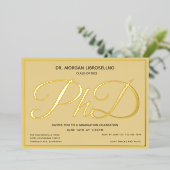 Tan Gold PhD-Abschluss Folieneinladung (Stehend vorne)