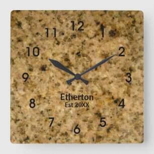 Tan Granite Style Pattern Acrylic Wall Clock Quadratische Wanduhr