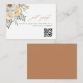 Tan & Gray Floral QR Code Geschenkregister Begleitkarte (Vorne/Hinten)