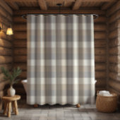 Tan Gray Ivory Neutral Rustikal Kariert Duschvorhang