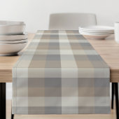 Tan Gray Ivory Neutral Rustikal Kariert Kurzer Tischläufer