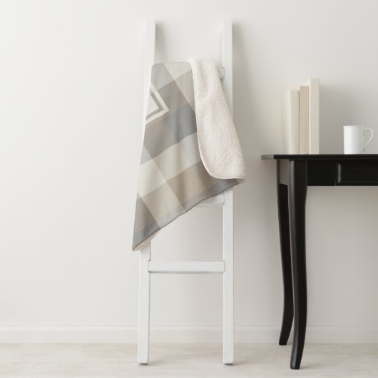 Tan Gray Ivory Neutral Rustikal Kariert Sherpadecke (Beispiel)