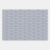 Tan, Gray und Blue Winter Foliage Frohe Weihnachte Geschenkpapier Set (Vorderseite 3)