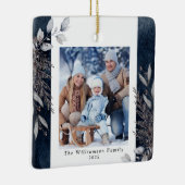 Tan & Gray Winter Foliage Foto Weihnachten Blau Keramikornament (Rechts)