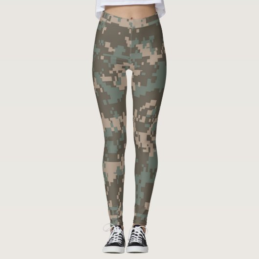 Tan Green Camouflage Women's Leggings (Vorderseite)