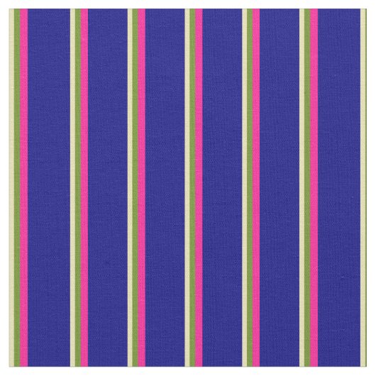Tan, Green, Deep Pink und Blue Streifen Stoff (Nahaufnahme)