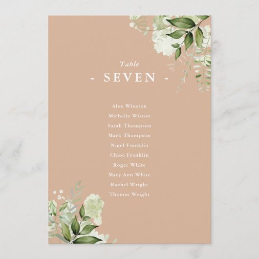 Tan Green Seating Plan Tischnummer (Vorderseite)