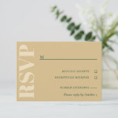 Tan & Green Wedding RSVP Karte (Stehend Vorderseite)