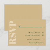 Tan & Green Wedding RSVP Karte (Vorne/Hinten)