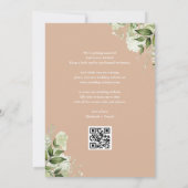 Tan Greenery Floral QR Code Wedding Save The Date (Rückseite)