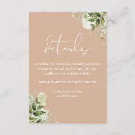 Tan Greenery Floral Wedding Details Begleitkarte