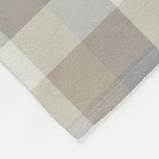 Tan Grey and Ivory Neutry Rustic Kariert Monogram Fleecedecke (Ecke)