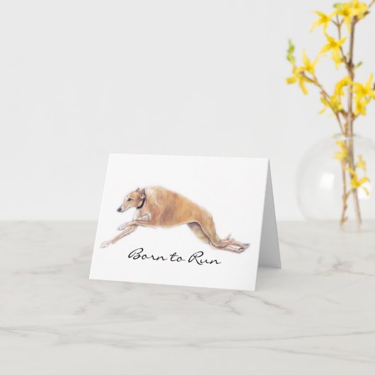 Tan Greyhound Geboren, Hunde-Art-Note-Karte auszuf Karte (Gelbe Blume)