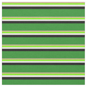 Tan, Grün, Weiß, Schwarz und Waldgrün Stoff