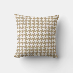 Tan Hahnentrittmuster Pattern Pillow Kissen