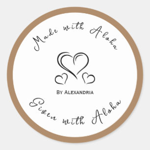 Tan handgefertigt, mit Aloha-Aufkleber Runder Aufkleber