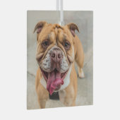 Tan Happy Dog Foto Ornament Aus Glas (Vorderseite Rechts)