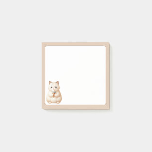 Tan Hintergrund Niedlich Beige Katze mit Eiscreme Post-it Klebezettel