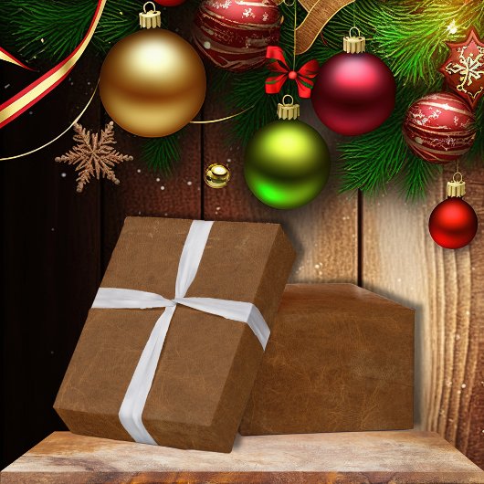 Tan Imitats Leather Geschenkpapier