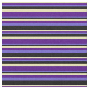 Tan, Indigo, Slate Blue und Black Colored Lines Stoff