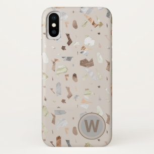 Tan Italian Terrazzo Tile Mit Monogramm Case-Mate iPhone Hülle