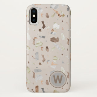 Tan Italian Terrazzo Tile Mit Monogramm Case-Mate iPhone Hülle