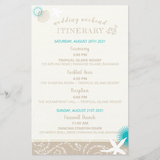 Tan Ivory Niedlich Beach Hochzeitreise (Vorderseite)