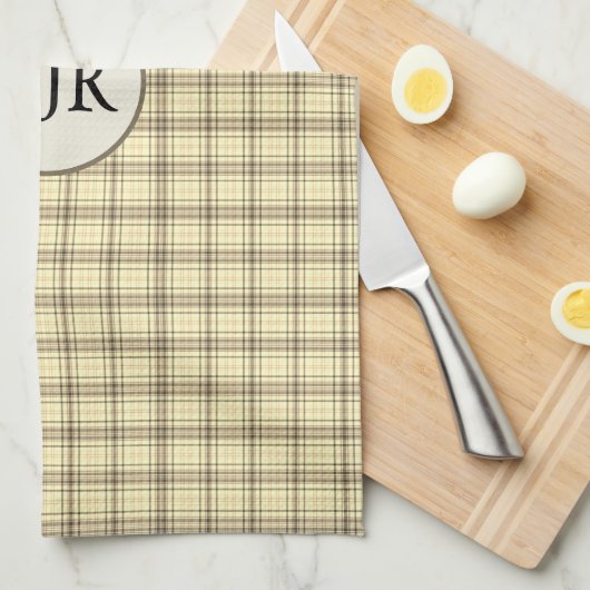 Tan Kariert Geschirrtuch (Viertel Falte)