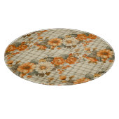 TAN KARIERT MIT ORANGE FALL AUTUMN BLUME SCHNEIDEBRETT (Ecke)