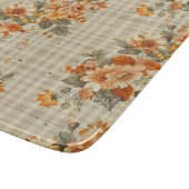 TAN KARIERT MIT ORANGE FALL AUTUMN BLUME SCHNEIDEBRETT (Ecke)