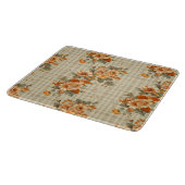 TAN KARIERT MIT ORANGE FALL AUTUMN BLUME SCHNEIDEBRETT (Ecke)
