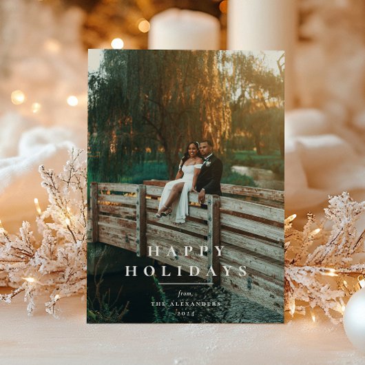 Tan Kariert Pattern Foto Feiertagskarte